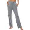 JINSHI Womens Pajama Pants with Pockets Soft Comfortable Lightweight Elastic Drawstring Modal Pajama Bottoms Lounge Pants(Y02-light Grey/Navy Blue)