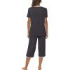JINSHI Women’s Pajamas Set Short Sleeve Top and Capri Pants Lightweight Sleepwear Comfy Pjs Lounge Set with Pockets(Dark Grey)