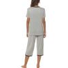 JINSHI Women’s Pajamas Set Short Sleeve Top and Capri Pants Lightweight Sleepwear Comfy Pjs Lounge Set with Pockets(Light Grey)
