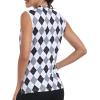 JINSHI Women’s Sleeveless Golf Shirts Tennis Shirt Quick Dry Pickleball Shirts UPF 50+ Sportswear T-Shirts with Zipper(B03-gray Black Argyle)