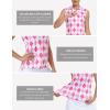 JINSHI Women’s Sleeveless Golf Shirts Tennis Shirt Quick Dry Pickleball Shirts UPF 50+ Sportswear T-Shirts with Zipper(B04-rose Pink Argyle)