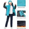 MoFiz Girls Ski Jacket Waterproof Fleece Lined Snowboard Jacket Warm Winter Snow Coats with Removable Hood(Blue)