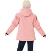 MoFiz Girls Ski Jacket Waterproof Fleece Lined Snowboard Jacket Warm Winter Snow Coats with Removable Hood(Pink)