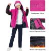 MoFiz Girls Ski Jacket Waterproof Fleece Lined Snowboard Jacket Warm Winter Snow Coats with Removable Hood(Rose Red)