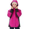 MoFiz Girls Ski Jacket Waterproof Fleece Lined Snowboard Jacket Warm Winter Snow Coats with Removable Hood(Rose Red)