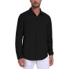 MoFiz Mens Button Down Shirts Long Sleeve Casual Linen Shirts with Pockets Beach Vacation Spring Shrits(Black)