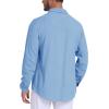 MoFiz Mens Button Down Shirts Long Sleeve Casual Linen Shirts with Pockets Beach Vacation Spring Shrits(Light Blue)