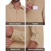 MoFiz Mens Button Down Shirts Long Sleeve Casual Linen Shirts with Pockets Beach Vacation Spring Shrits(Light Khaki)