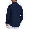 MoFiz Mens Button Down Shirts Long Sleeve Casual Linen Shirts with Pockets Beach Vacation Spring Shrits(Navy)