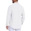 MoFiz Mens Button Down Shirts Long Sleeve Casual Linen Shirts with Pockets Beach Vacation Spring Shrits(White)