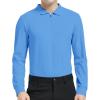 MoFiz Men’s Long Sleeve Golf Shirt Quarter Zip Sport Polo Shirt Athletic Fit(Sky Blue)
