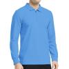 MoFiz Men’s Long Sleeve Golf Shirt Quarter Zip Sport Polo Shirt Athletic Fit(Sky Blue)