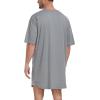MoFiz Men’s Nightshirt Soft Pajamas V Neck Short Sleeve Nightgown Loose Sleepwear Nightwear Comfy Sleep Shirt S-3XL(Grey)