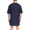 MoFiz Men’s Nightshirt Soft Pajamas V Neck Short Sleeve Nightgown Loose Sleepwear Nightwear Comfy Sleep Shirt S-3XL(Navy Blue)