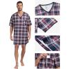 MoFiz Men’s Nightshirt Soft Pajamas V Neck Short Sleeve Nightgown Loose Sleepwear Nightwear Comfy Sleep Shirt S-3XL(Plaid-57)