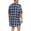MoFiz Men’s Nightshirt Soft Pajamas V Neck Short Sleeve Nightgown Loose Sleepwear Nightwear Comfy Sleep Shirt S-3XL(Plaid-59)
