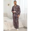 MoFiz Mens Pajama Set Soft Cotton Button Down Notched Collar Pjs Long Sleeve 2 Piece Sleepwear Lounge Nightwear with Pocket(57-plaid)