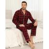 MoFiz Mens Pajama Set Soft Cotton Button Down Notched Collar Pjs Long Sleeve 2 Piece Sleepwear Lounge Nightwear with Pocket(58-plaid)