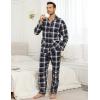 MoFiz Mens Pajama Set Soft Cotton Button Down Notched Collar Pjs Long Sleeve 2 Piece Sleepwear Lounge Nightwear with Pocket(59-plaid)