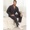 MoFiz Mens Pajama Set Soft Cotton Button Down Notched Collar Pjs Long Sleeve 2 Piece Sleepwear Lounge Nightwear with Pocket(Grey)
