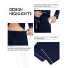 MoFiz Mens Pajama Set Soft Cotton Button Down Notched Collar Pjs Long Sleeve 2 Piece Sleepwear Lounge Nightwear with Pocket(Navy)