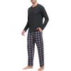 MoFiz Men’s Pajamas Plaid Sets Sleepwear Sleep Long Sleeve Shirts and Pants Pajama Set Soft Mens Pjs Lounge Set with Pockets(Style-b)