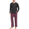 MoFiz Men’s Pajamas Plaid Sets Sleepwear Sleep Long Sleeve Shirts and Pants Pajama Set Soft Mens Pjs Lounge Set with Pockets(Style-c)
