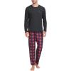 MoFiz Men’s Pajamas Plaid Sets Sleepwear Sleep Long Sleeve Shirts and Pants Pajama Set Soft Mens Pjs Lounge Set with Pockets(Style-c)