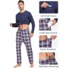 MoFiz Men’s Pajamas Plaid Sets Sleepwear Sleep Long Sleeve Shirts and Pants Pajama Set Soft Mens Pjs Lounge Set with Pockets(Style-d)