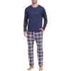 MoFiz Men’s Pajamas Plaid Sets Sleepwear Sleep Long Sleeve Shirts and Pants Pajama Set Soft Mens Pjs Lounge Set with Pockets(Style-d)