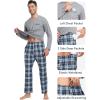 MoFiz Men’s Pajamas Plaid Sets Sleepwear Sleep Long Sleeve Shirts and Pants Pajama Set Soft Mens Pjs Lounge Set with Pockets(Style-e)