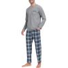 MoFiz Men’s Pajamas Plaid Sets Sleepwear Sleep Long Sleeve Shirts and Pants Pajama Set Soft Mens Pjs Lounge Set with Pockets(Style-e)