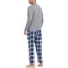 MoFiz Men’s Pajamas Plaid Sets Sleepwear Sleep Long Sleeve Shirts and Pants Pajama Set Soft Mens Pjs Lounge Set with Pockets(Style-f)