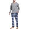 MoFiz Men’s Pajamas Plaid Sets Sleepwear Sleep Long Sleeve Shirts and Pants Pajama Set Soft Mens Pjs Lounge Set with Pockets(Style-f)