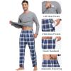 MoFiz Men’s Pajamas Plaid Sets Sleepwear Sleep Long Sleeve Shirts and Pants Pajama Set Soft Mens Pjs Lounge Set with Pockets(Style-f)