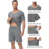 MoFiz Men’s Pajamas Set Sleepwear Sleep Shirt and Shorts Pajama Set Lightweight Soft Mens Pjs Lounge Set with Pockets S-3XL(Dark Grey)