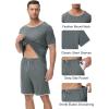 MoFiz Men’s Pajamas Set Sleepwear Sleep Shirt and Shorts Pajama Set Lightweight Soft Mens Pjs Lounge Set with Pockets S-3XL(Grey Blue)