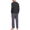 MoFiz Men’s Plaid Pajama Set Long Sleeve, Soft 2-Piece Sleepwear with Pockets | Cozy PJs & Loungewear for Holiday, Christmas(55-black Plaid)
