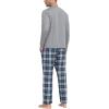 MoFiz Men’s Plaid Pajama Set Long Sleeve, Soft 2-Piece Sleepwear with Pockets | Cozy PJs & Loungewear for Holiday, Christmas(56-blue Plaid)