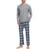 MoFiz Men’s Plaid Pajama Set Long Sleeve, Soft 2-Piece Sleepwear with Pockets | Cozy PJs & Loungewear for Holiday, Christmas(56-blue Plaid)