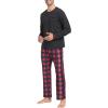 MoFiz Men’s Plaid Pajama Set Long Sleeve, Soft 2-Piece Sleepwear with Pockets | Cozy PJs & Loungewear for Holiday, Christmas(58-red Plaid)