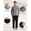 MoFiz Men’s Plaid Pajama Set Long Sleeve, Soft 2-Piece Sleepwear with Pockets | Cozy PJs & Loungewear for Holiday, Christmas(Dark Gray Top & Black Pants Set)