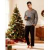 MoFiz Men’s Plaid Pajama Set Long Sleeve, Soft 2-Piece Sleepwear with Pockets | Cozy PJs & Loungewear for Holiday, Christmas(Dark Gray Top & Black Pants Set)