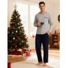 MoFiz Men’s Plaid Pajama Set Long Sleeve, Soft 2-Piece Sleepwear with Pockets | Cozy PJs & Loungewear for Holiday, Christmas(Light Gray Top & Navy Blue Pants Set)
