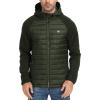 MoFiz Mens Running Hybrid Fleece Jackets Lightweight Puffy Hiking Jacket Winter Thermal Full Zip Hood Insulated Jacket Coat(A-army Green)