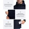 MoFiz Mens Running Hybrid Fleece Jackets Lightweight Puffy Hiking Jacket Winter Thermal Full Zip Hood Insulated Jacket Coat(A-navy)