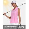 MoFiz Women Racerback Sleeveless Golf Polo Shirt V-Neck Collarless Tennis Running Tank Tops Quick Dry Athletic Casual(2025-pink)