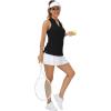 MoFiz Women Racerback Sleeveless Golf Polo Shirt V-Neck Collarless Tennis Running Tank Tops Quick Dry Athletic Casual(A-black)
