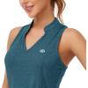 MoFiz Women Racerback Sleeveless Golf Polo Shirt V-Neck Collarless Tennis Running Tank Tops Quick Dry Athletic Casual(A-blue 2)