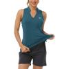 MoFiz Women Racerback Sleeveless Golf Polo Shirt V-Neck Collarless Tennis Running Tank Tops Quick Dry Athletic Casual(A-blue 2)